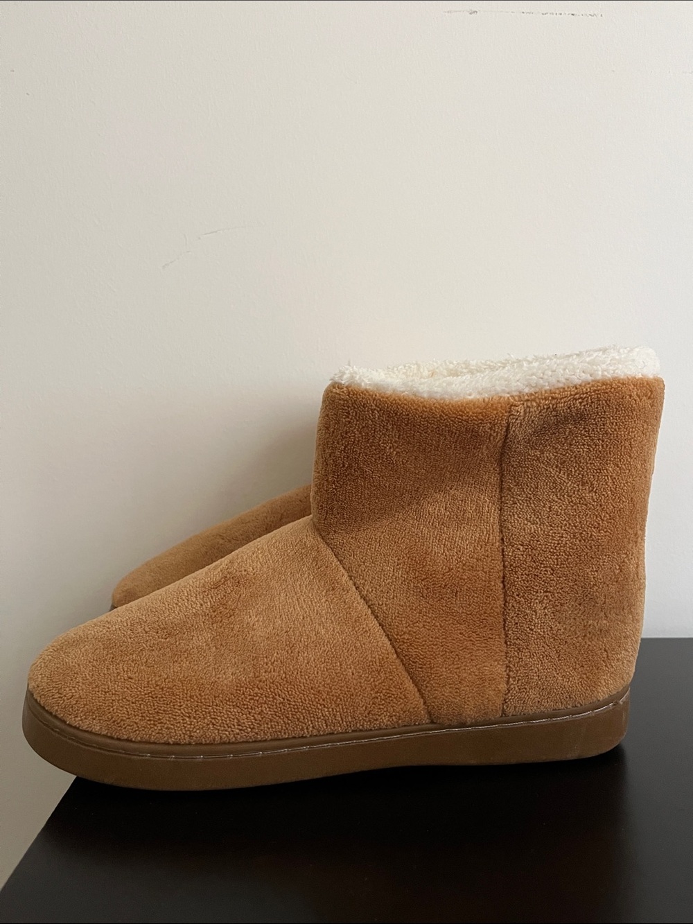 Cozy Tan Sherpa Lined Slipper Boots by Shhhandals